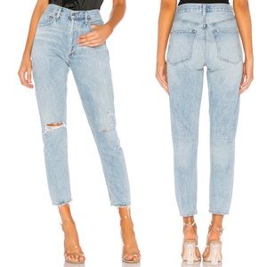 Agolde Jamie Distressed Straight Leg Jeans Shakedown